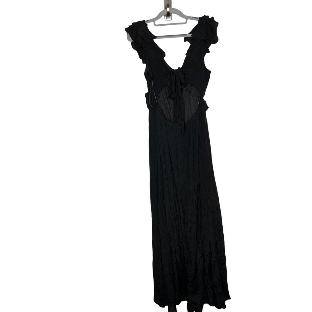 Francescas Blue Rain Maxi Dress Womens Small Black Ruffle Flowy Fairy Whimsigoth - Picture 2 of 16